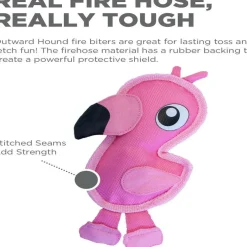 Outward Hound Fire Biterz Flamingo Plush Firehouse Material Interactive Dog Toy, Small