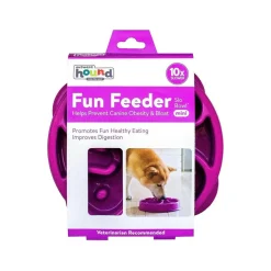 Outward Hound Fun Feeder Slo Bow Slow Feeder Dog Bowl, Purple Flower