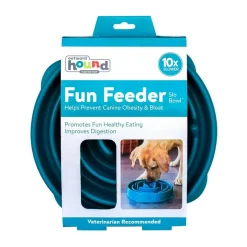 Outward Hound Fun Feeder Slo Bowl Slow Feeder Dog Bowl, Turquoise Drop