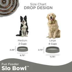 Outward Hound Fun Feeder Slo Bowl Slow Feeder Dog Bowl, Grey Drop