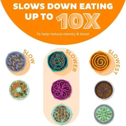 Outward Hound Fun Feeder Slo Bow Slow Feeder Dog Bowl, Orange Swirl