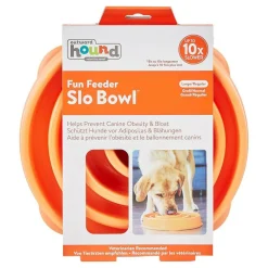 Outward Hound Fun Feeder Slo Bow Slow Feeder Dog Bowl, Orange Swirl