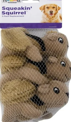 Outward Hound Squeakin Animals Squirrel Brown Dog Toy (3 pack)