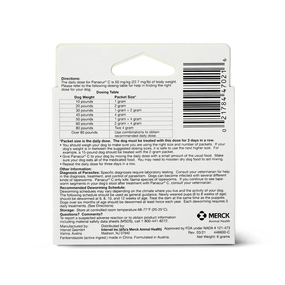 Panacur C Canine Dewormer (2 gram)