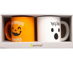 Pearhead Pumpkin & Ghost Halloween Mugs, Set of 2