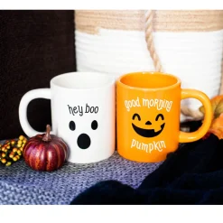 Pearhead Pumpkin & Ghost Halloween Mugs, Set of 2