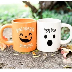 Pearhead Pumpkin & Ghost Halloween Mugs, Set of 2