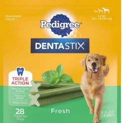 Pedigree Dentastix Fresh Mint Flavored Large Dental Dog Treats, 28 Count