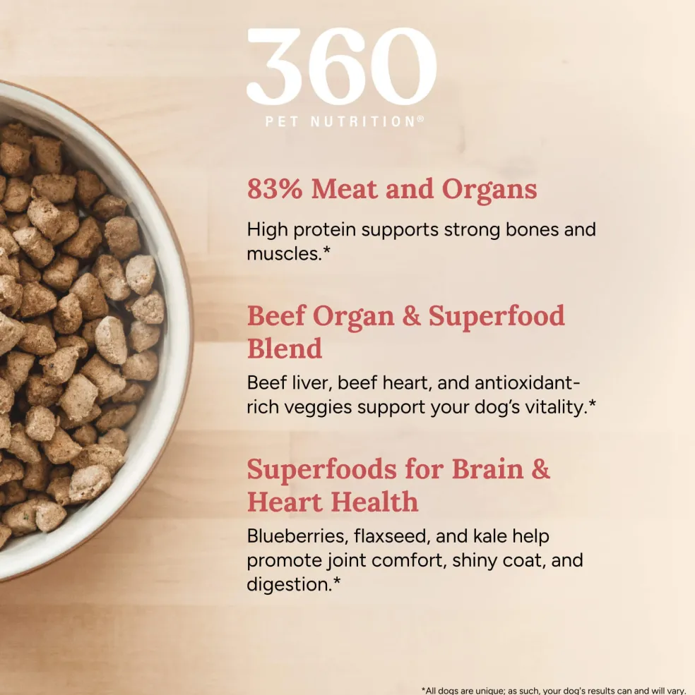 360 Pet Nutrition Beef Formula Freeze-Dried Raw Dog Food