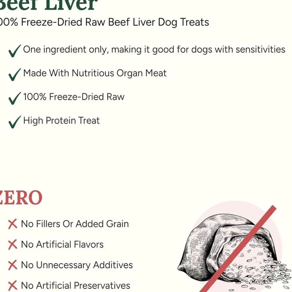 360 Pet Nutrition Beef Liver Freeze-Dried Raw Dog Treats, 4-oz