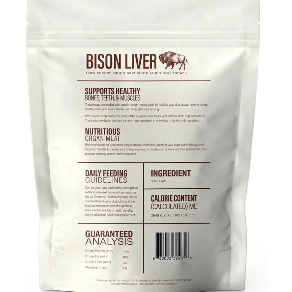 360 Pet Nutrition Bison Liver Freeze-Dried Raw Dog Food, 4-oz