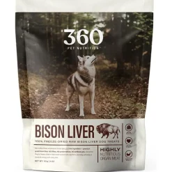 360 Pet Nutrition Bison Liver Freeze-Dried Raw Dog Food, 4-oz