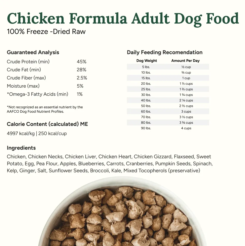 360 Pet Nutrition Chicken Freeze-Dried Raw Complete Meal for Adult Dogs
