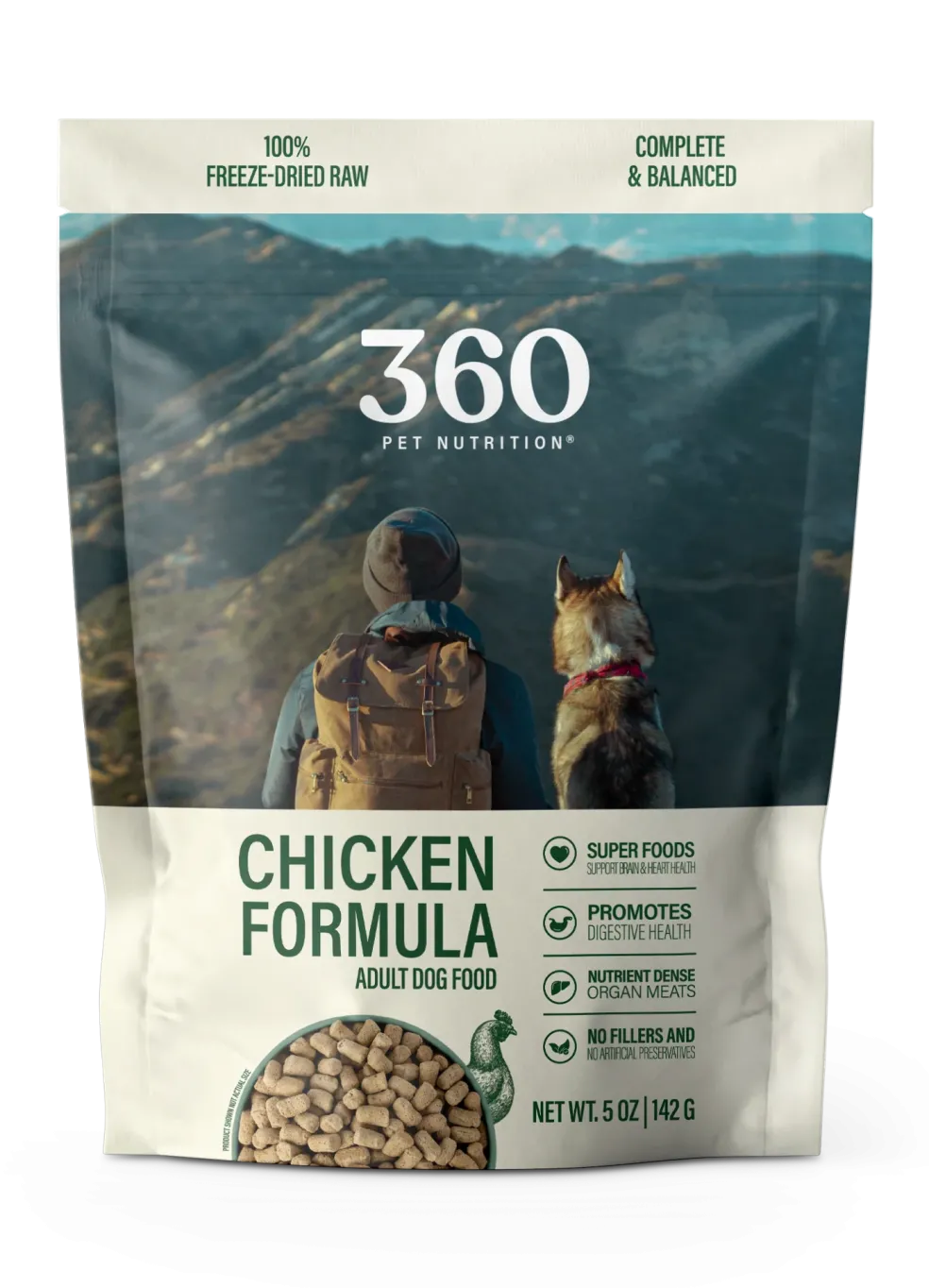360 Pet Nutrition Chicken Freeze-Dried Raw Complete Meal for Adult Dogs