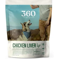 360 Pet Nutrition Chicken Liver Freeze-Dried Raw Dog Food, 4-oz