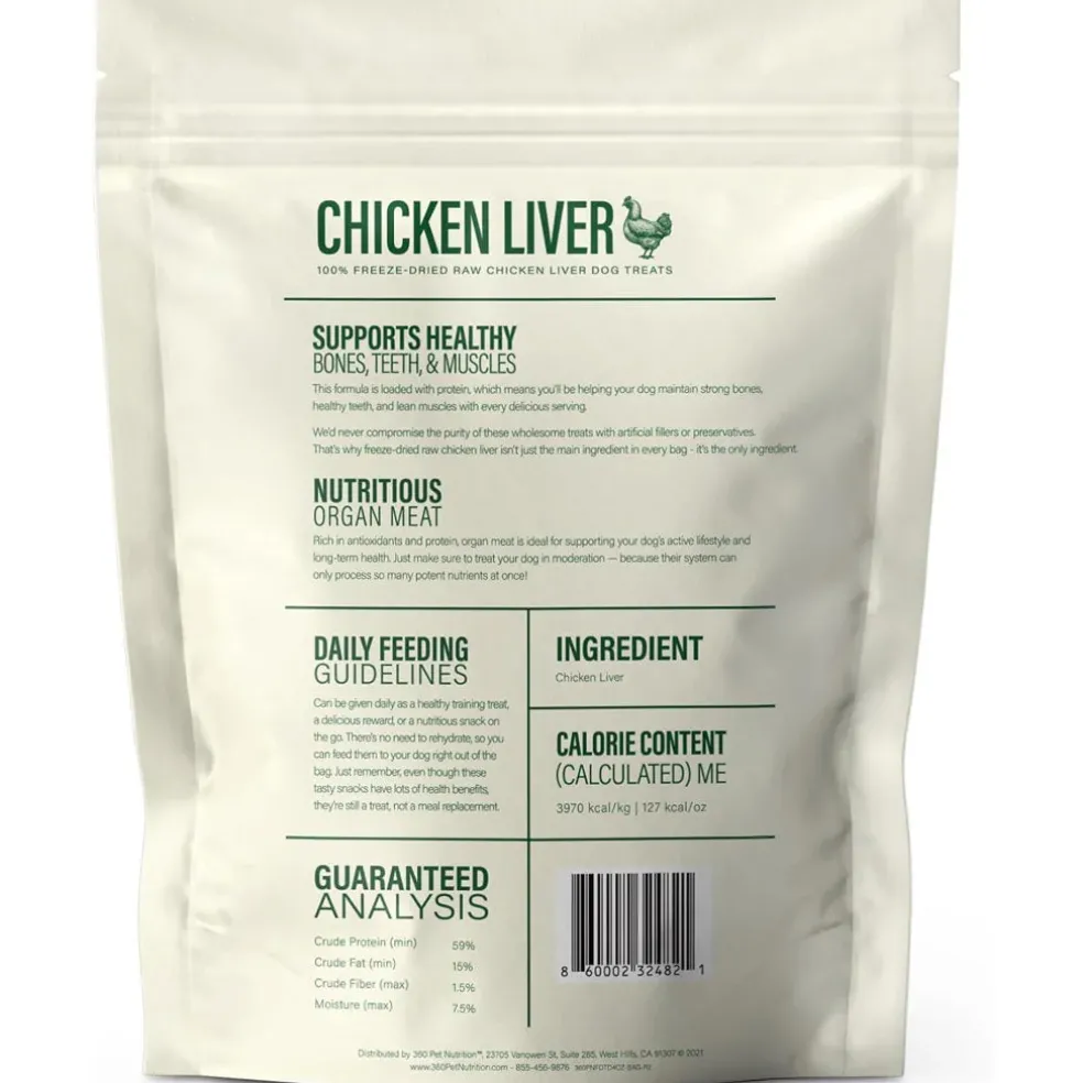 360 Pet Nutrition Chicken Liver Freeze-Dried Raw Dog Food, 4-oz