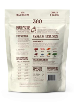 360 Pet Nutrition Multi-Meat Freeze-Dried Raw Complete Meal for Adult Dogs