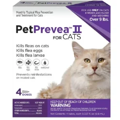 PetPrevea II Flea Tick Topical Treatment for Cats over 9 lbs (4 doses)