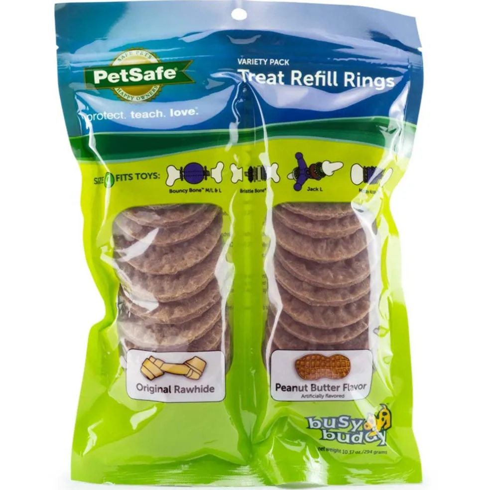 Petsafe Busy Buddy Peanut Butter & Rawhide Variety Pack Refill Rings Dog Treat