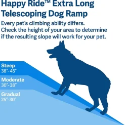 PetSafe Happy Ride Telescoping Dog Car Ramp, Grey, X-Large
