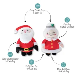 PetShop by Fringe Studio Mr. & Mrs. Santa Paws Plush Dog Toy Set, 2-piece