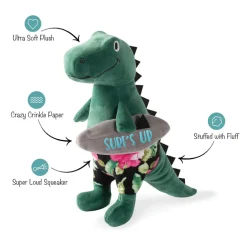 PetShop by Fringe Studio Surfer Bro Rex Dinosaur Plush Toy For Dogs