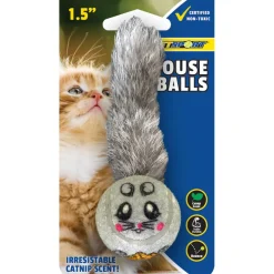 Petsport USA Mouse Ball Catnip Cat Toy Grey, 1.5"