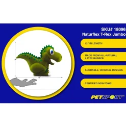 Petsport USA NaturFlex Latex Rubber Dinosaur T-Rex Dog Toy