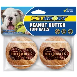 Petsport USA Peanut Butter Tuff Balls Dog Toy, 2.5", 2-pack