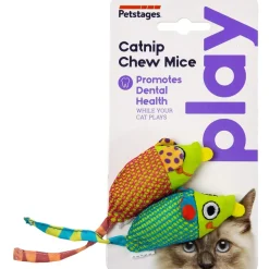Petstages Mice Cat Chew Toy with Catnip, Multi-Color, 2-pack