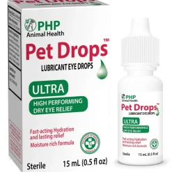 PHP Animal Health Pet Drops Lubricant Eye Drops for Dogs & Cats, 15-ml