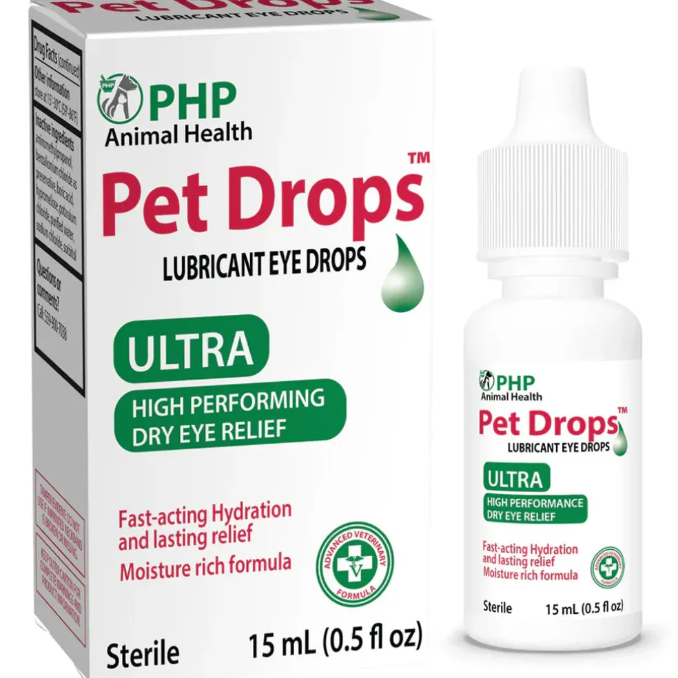 PHP Animal Health Pet Drops Lubricant Eye Drops for Dogs & Cats, 15-ml