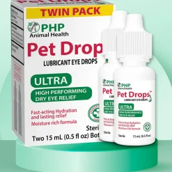 PHP Animal Health Pet Drops Lubricant Eye Drops for Dogs & Cats, 15-ml
