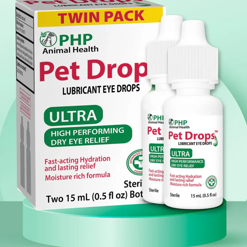 PHP Animal Health Pet Drops Lubricant Eye Drops for Dogs & Cats, 15-ml