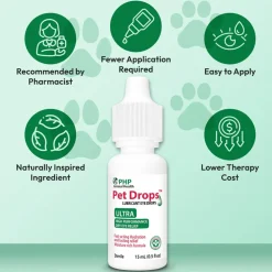 PHP Animal Health Pet Drops Lubricant Eye Drops for Dogs & Cats, 15-ml