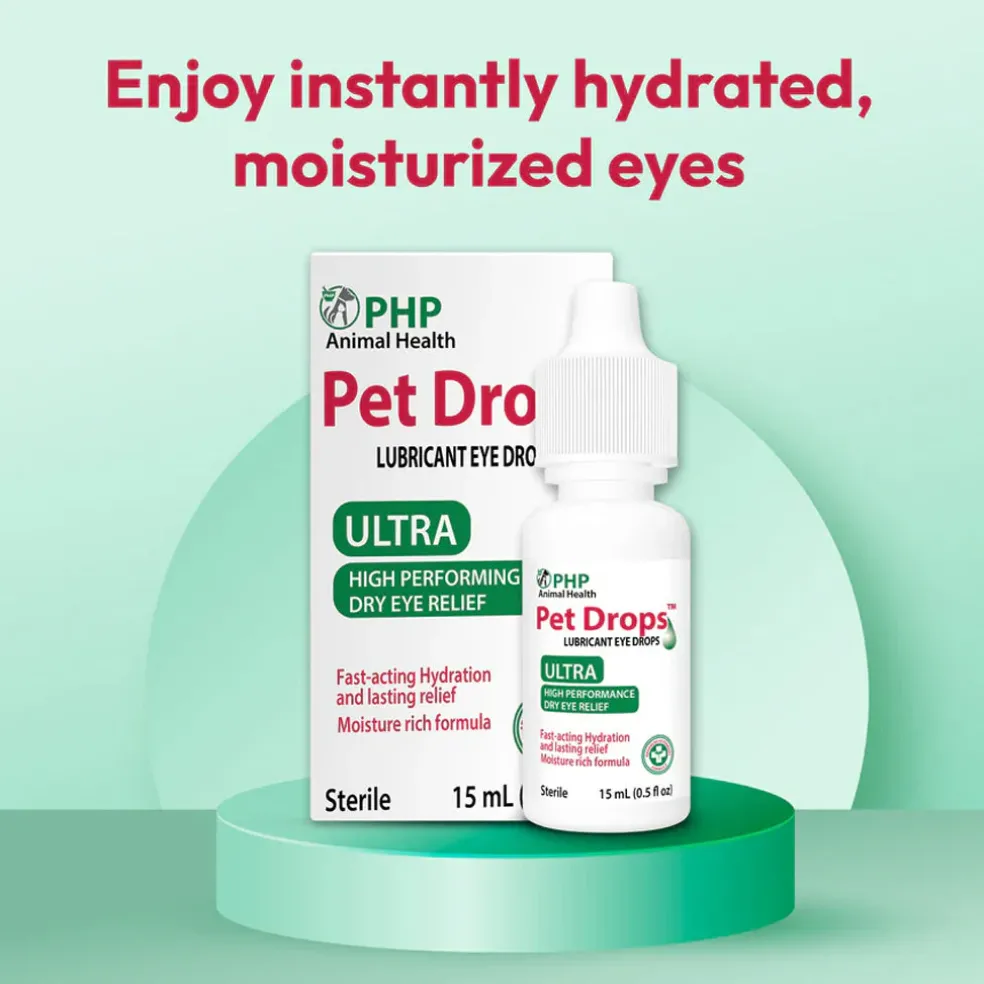 PHP Animal Health Pet Drops Lubricant Eye Drops for Dogs & Cats, 15-ml