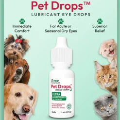 PHP Animal Health Pet Drops Lubricant Eye Drops for Dogs & Cats, 15-ml