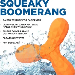 Playology Hound2O Squeaky Boomerang Orange Dog Toy