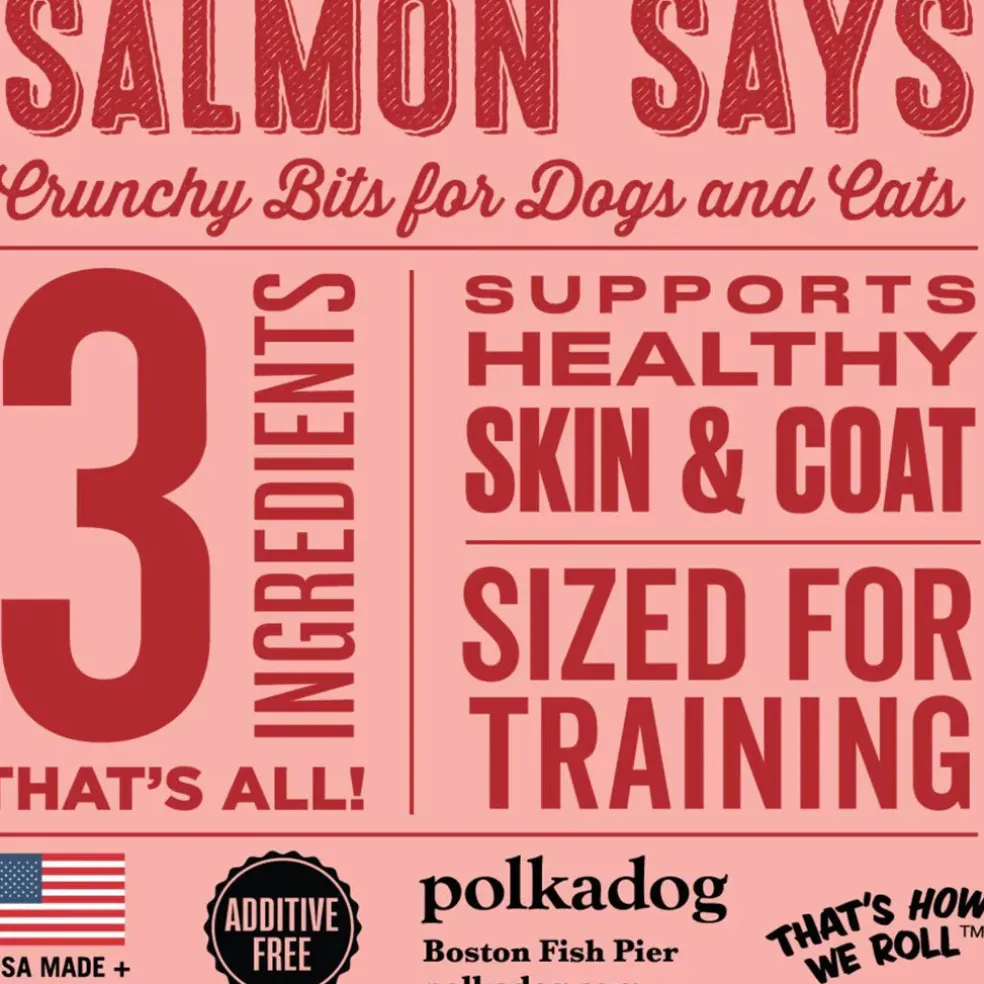 Polkadog Salmon Says Crunchy Training Bits Treats for Dogs & Cats