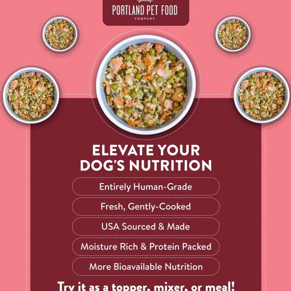 Portland Pet Food Company Wally's Salmon N' Rice Homestyle Wet Dog Food Topper & Meal (9 oz x 8 puches)