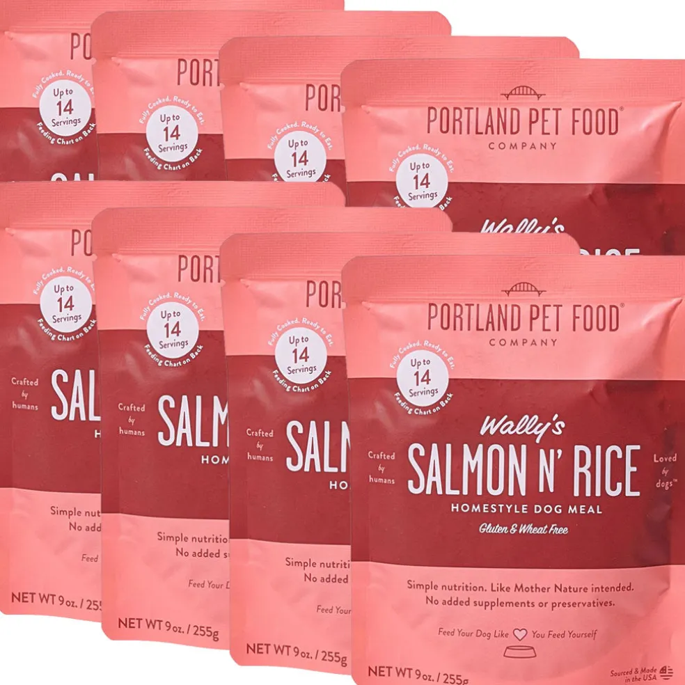 Portland Pet Food Company Wally's Salmon N' Rice Homestyle Wet Dog Food Topper & Meal (9 oz x 8 puches)