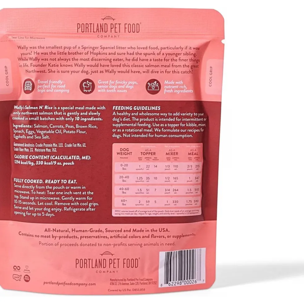Portland Pet Food Company Wally's Salmon N' Rice Homestyle Wet Dog Food Topper & Meal (9 oz x 8 puches)