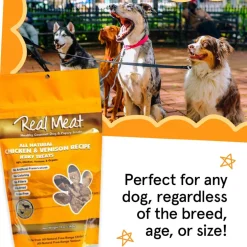 Real Meat All Natural Chicken & Venison Jerky Treats for Dogs