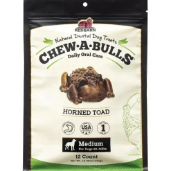 Redbarn Chew-A-Bulls Toad Shaped Dental Chews for Medium Dogs (12 ct)