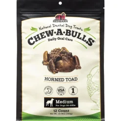 Redbarn Chew-A-Bulls Toad Shaped Dental Chews for Medium Dogs (12 ct)