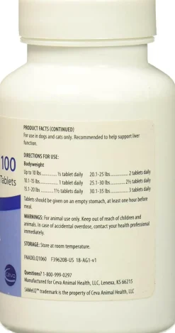 SAMeLQ 100 Chewable Tablets for Dogs & Cats - Boost Liver Health
