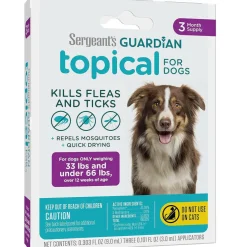 Sergeant's Guardian Flea & Tick Topical Treatment for Medium Dogs, 33–66lbs, 3-Month Supply