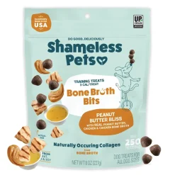Shameless Pets Bone Broth Bits Peanut Butter Bliss Training Treats For Dogs (8 oz)