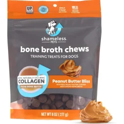 Shameless Pets Bone Broth Bits Peanut Butter Bliss Training Treats For Dogs (8 oz)