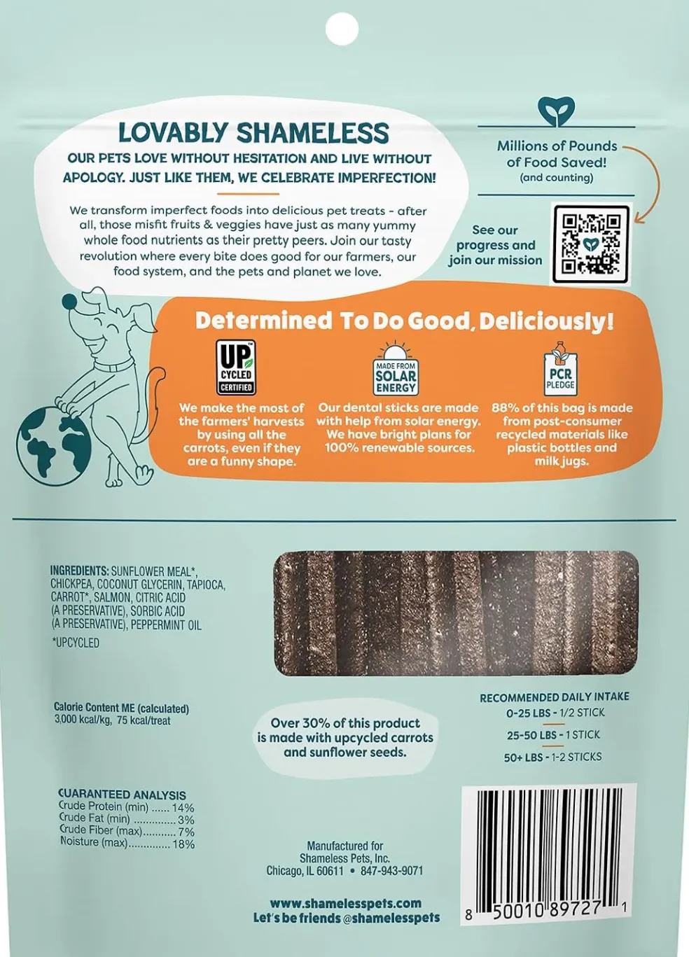 Shameless Pets Carrate Chomp Dental Sticks Treats For Dogs (7.2 oz)